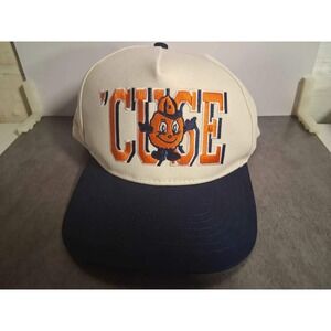 Sheshow Syracuse Cuse Otto the Orange Snapback Hat Navy Blue Cream Mens Cap